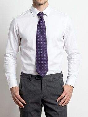 Elegant Geometric Purple Men's Tie 100% Silk | Profilo Studio